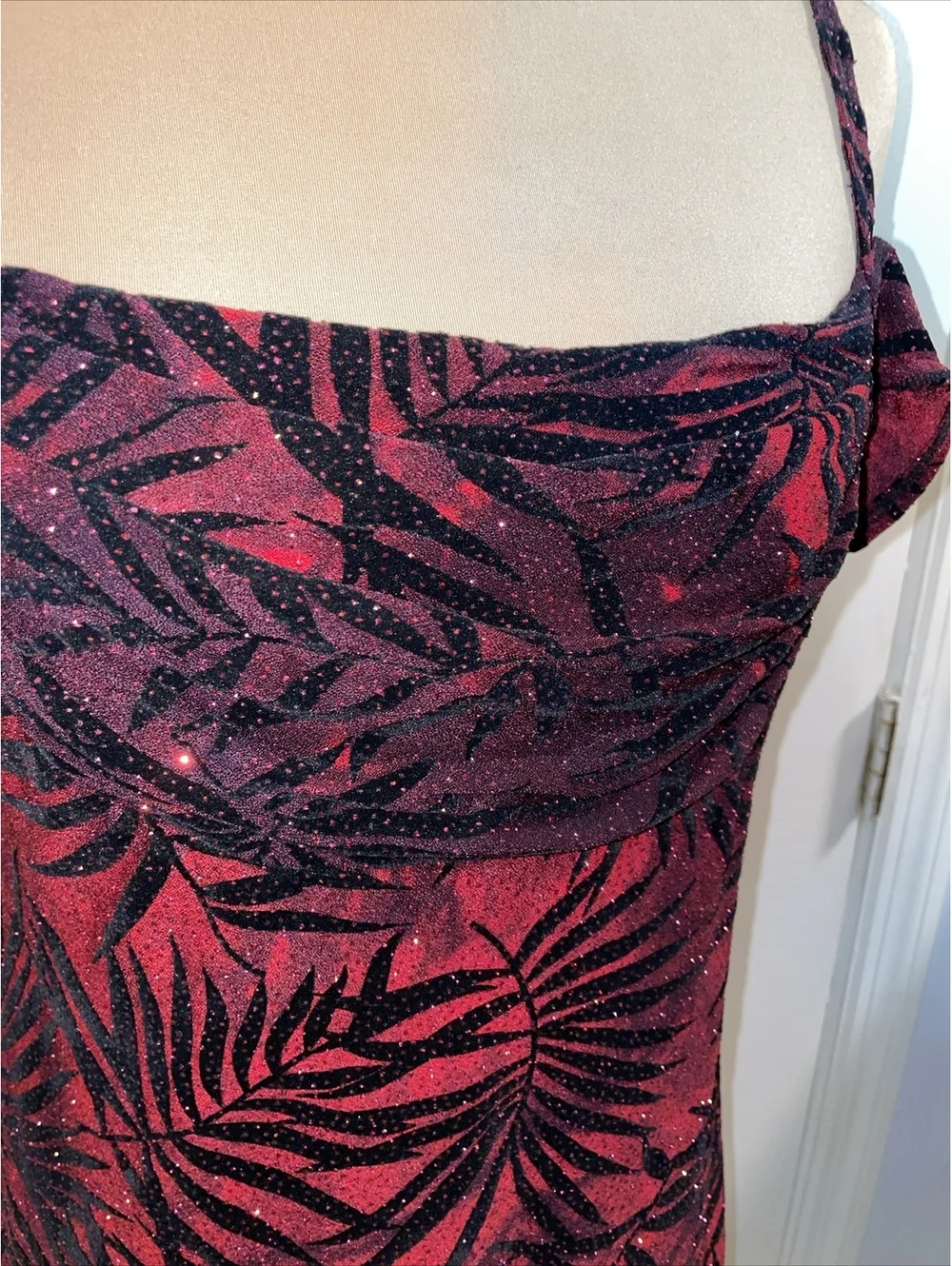 Vintage Rampage CDC Petites Ruched Bust Red & Black Dress Sparkle Size 10